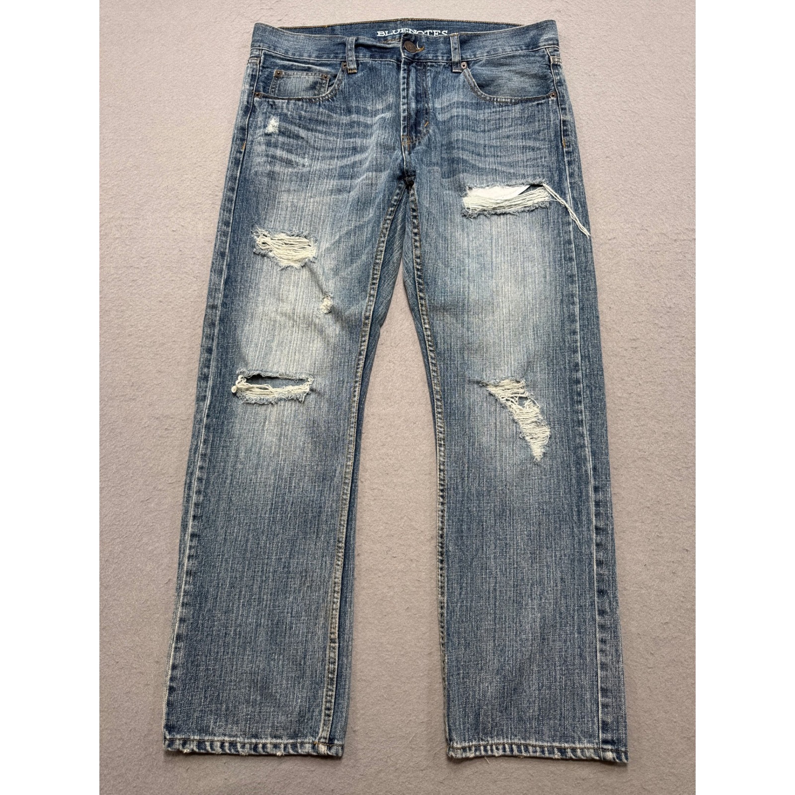 Bluenotes Brodie Jeans Men's 36x30 Blue Denim Slim Straight Ripped Distressed